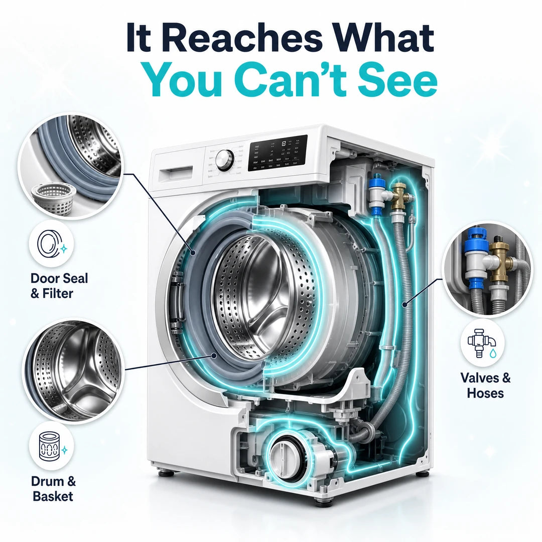 Cutaway washer showing where Ditox reaches