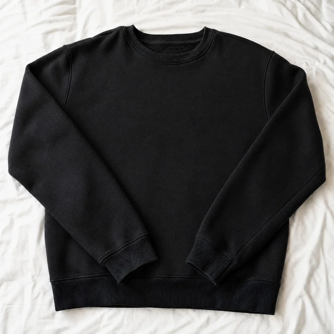 After: the same sweatshirt fur-free