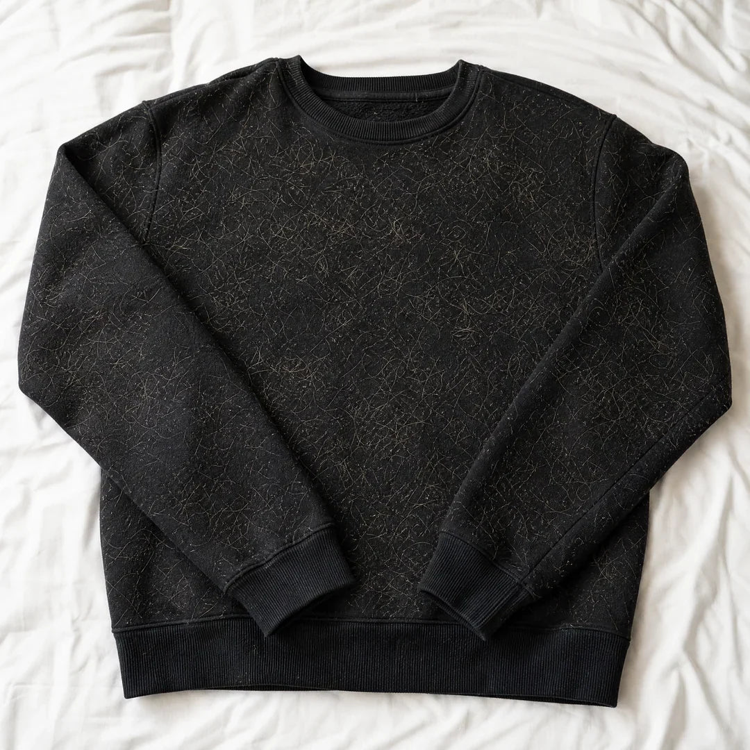 Before: dark sweatshirt covered in pet hair