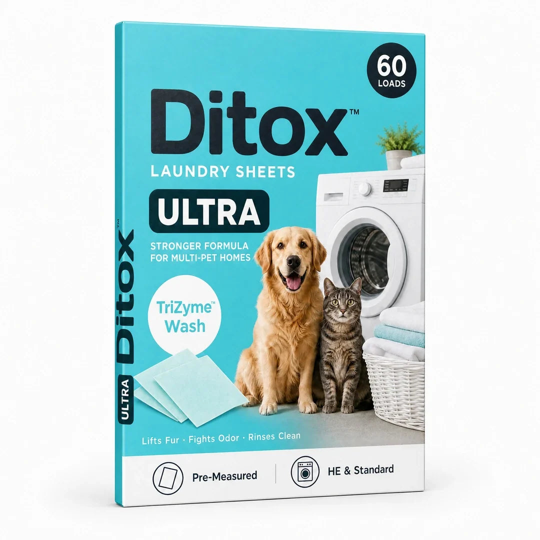 Ditox Laundry Sheets Ultra, stronger formula for multi-pet homes