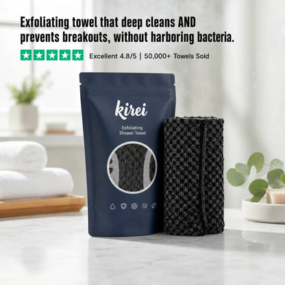 Kirei exfoliating antibacterial shower towel