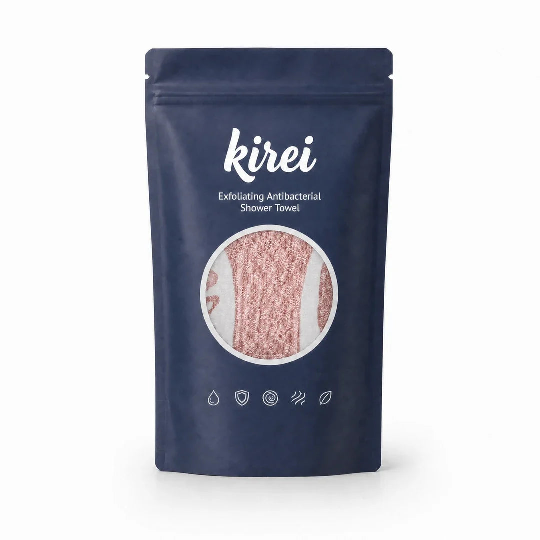 Kirei exfoliating shower towel in Blush Pink