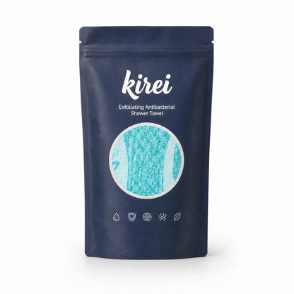 Kirei exfoliating shower towel in Ocean Blue