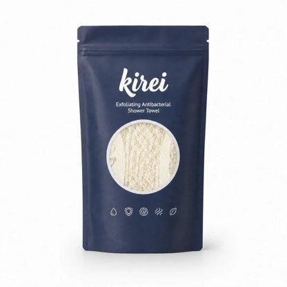 Kirei exfoliating shower towel in Snow White