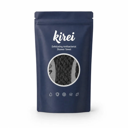 Kirei exfoliating shower towel in Jet Black